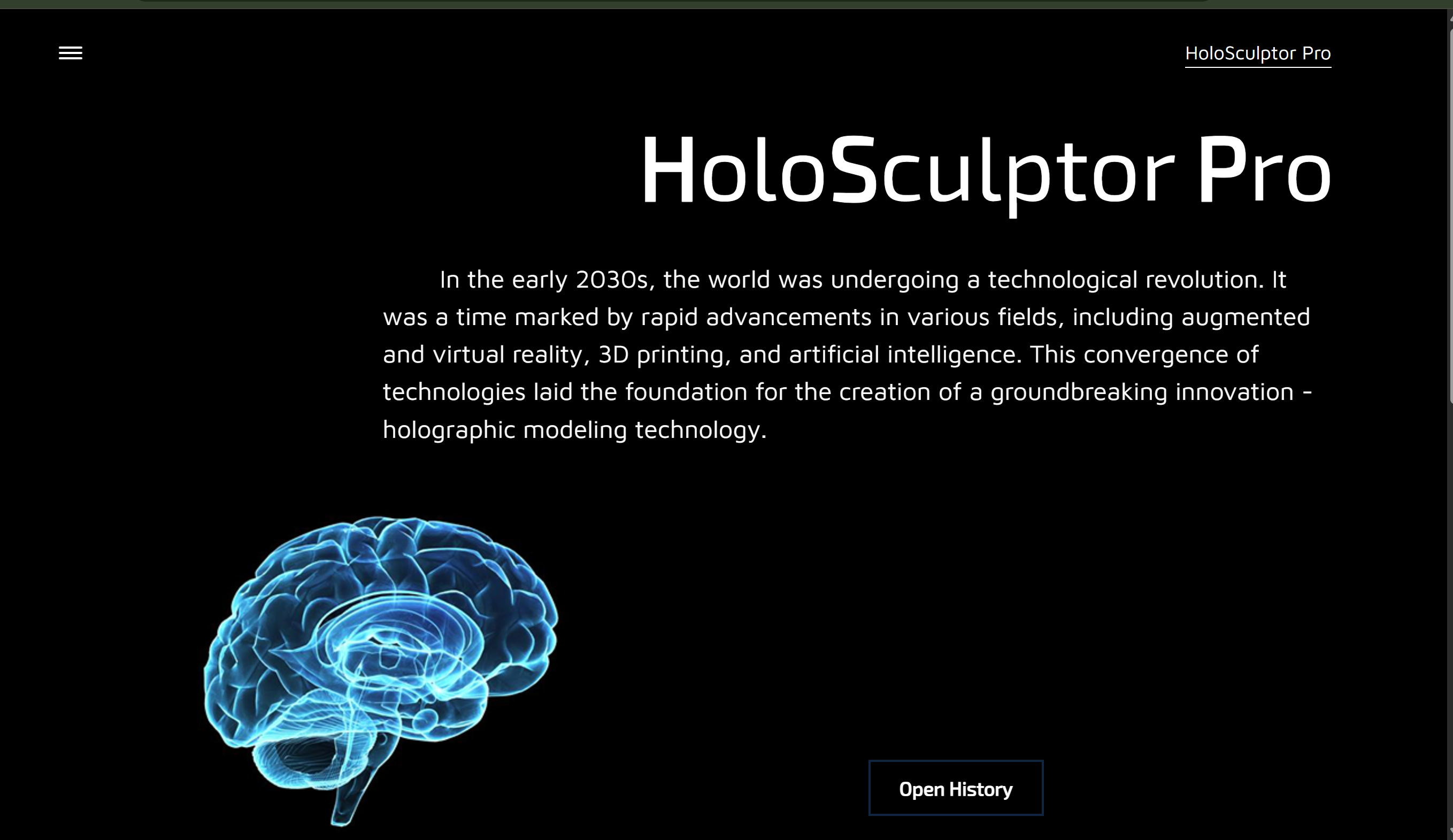 HoloSculptor Pro landing page